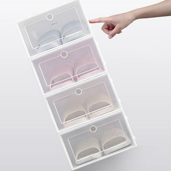Duslogis Stackable Transparent Shoe Boxes, Clear, 3 Pack