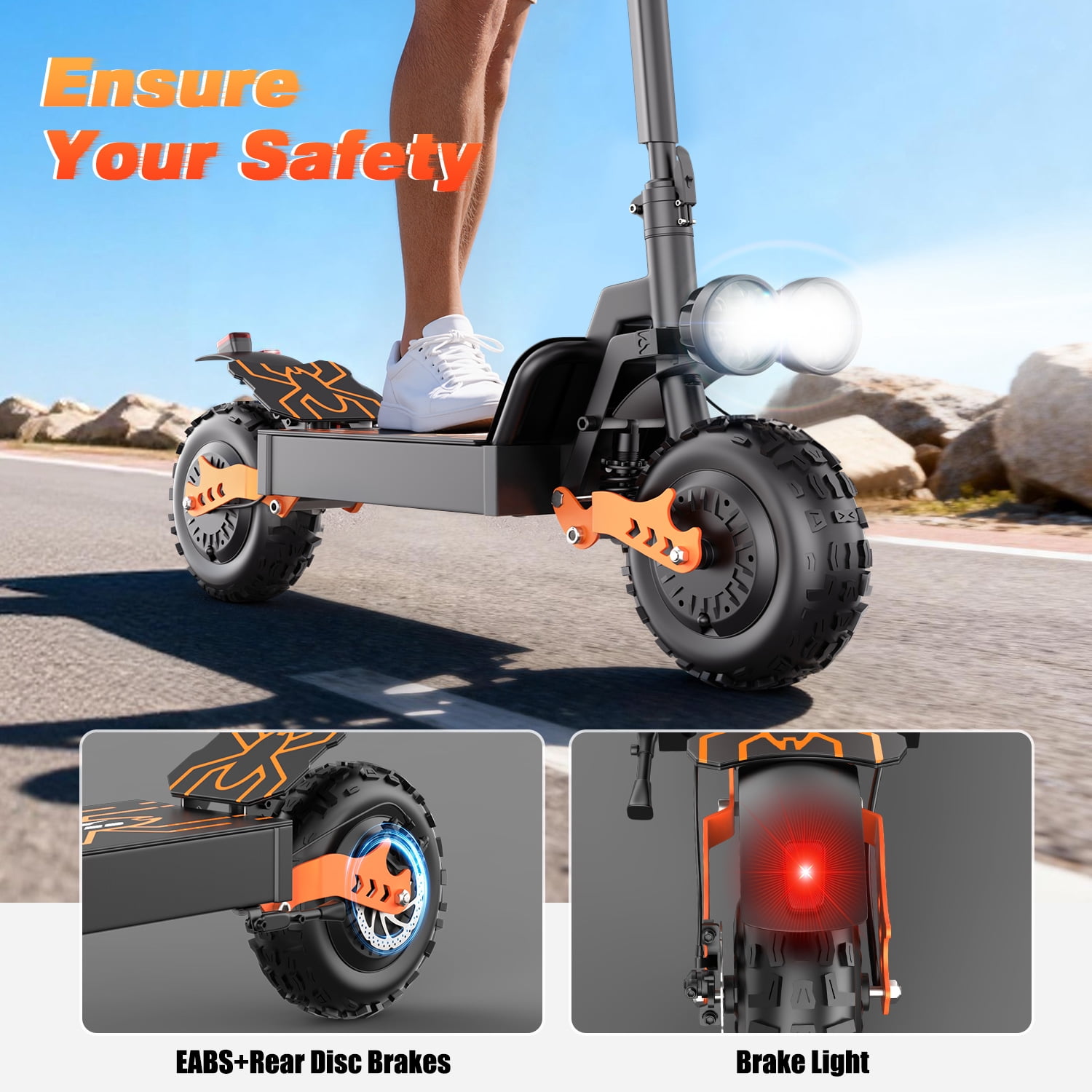 ASKGO GT28 Electric Scooterfor Adults, 3000W Dual Motor, 35MPH & 75-Mile Range, 48V 30A Battery&5 Speed, 11" Off-Road Tires, NFC & Mobile Charging, Foldable Sport Scooter for Commuting, 365LBS，UL2272