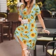 thumbnail image 3 of Disketp White Polka Dot Sunflower A para Vestido de Manga Corta para Mujeres, Vestidos de Verano para Mujeres, Casual y Holgado para la Playa, 3 of 6