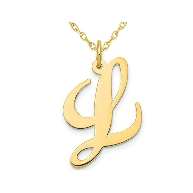 Pendentif Collier Initiale en Or Jaune 10K avec Chaîne
