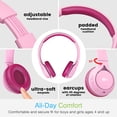thumbnail image 5 of MEE audio KidJamz KJ45BT Children's Safe Listening Bluetooth Wireless Headphones with Volume Limiter & Microphone, Adjustable On-Ear Kids Headset for Online Learning/School/Travel/Tablet, Pink/Magenta, 5 of 5