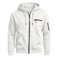 thumbnail image 5 of Men's Hooded Sweatshirt With Zipper Solid Long Sleeved Cardigan Casual Fashionable Coats, 5 of 8