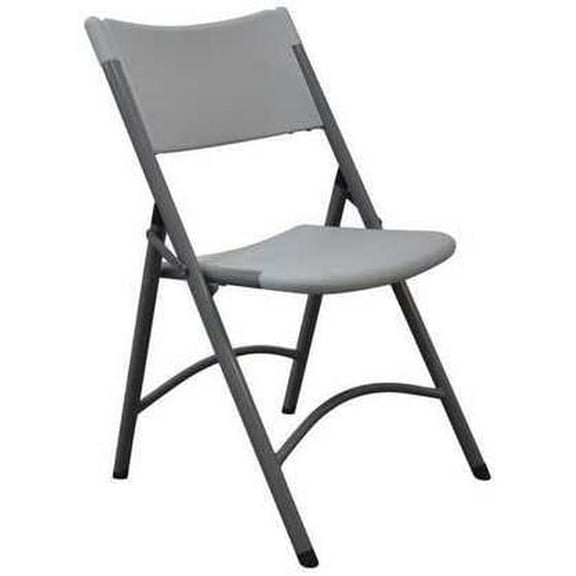Folding Chair, Blow Molded, Gray, 300 lb.