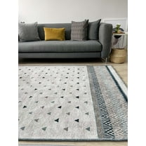 Alfa Rich 3x10 Blue Cream Area Rugs for Living Room Decor Cotton Washable Pet Friendly Runner