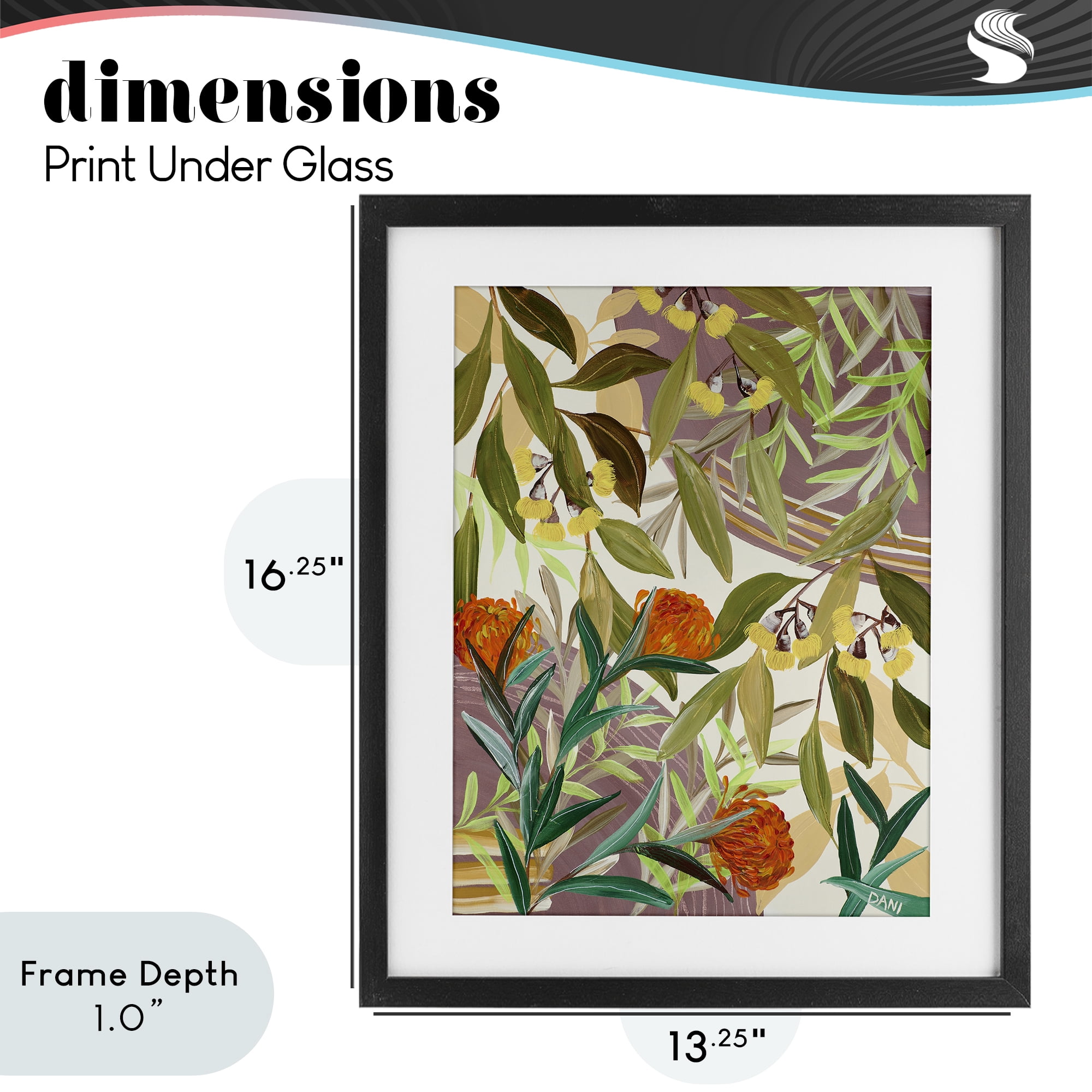 Stupell Industries Walk With Me Blooms Black Framed Print Under Glass, design by Dani Heyward