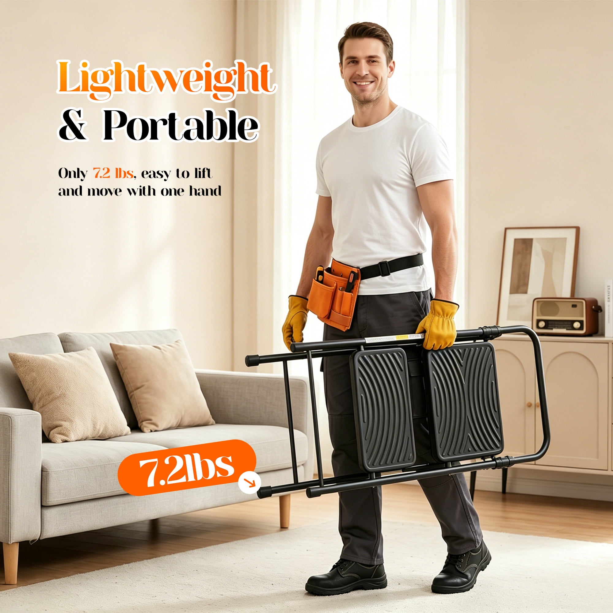 LevLad 2 Step Stool with Anti-Slip Pedal, Foldable Step Ladder, 330lbs Capacity, Protable Heavy Duty Step Stool for Kitchen, Garage & Outdoor Use, Black