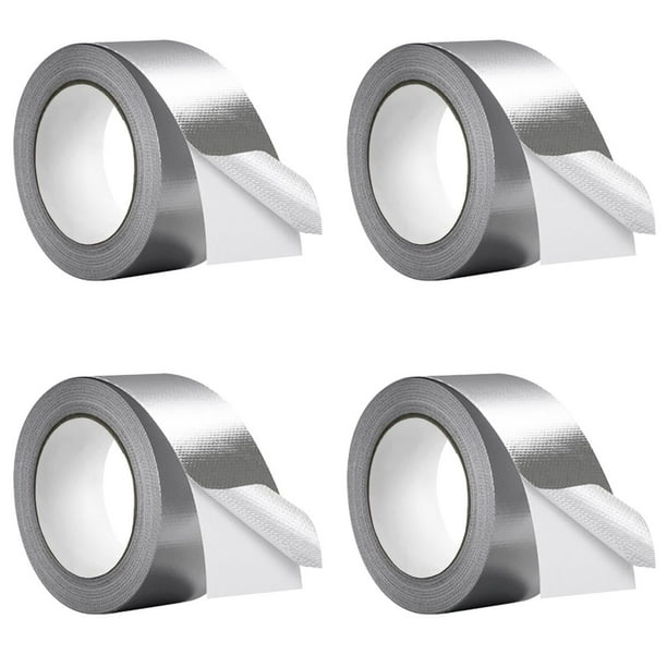 Cinta de Lámina de Aluminio de Tela de Fibra de Vidrio (5,9 de Grosor), Cinta Adhesiva de Metal para Aislamiento de Alta Temperatura, 4 Paquete