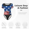 thumbnail image 5 of Picia Shark With USA Flag Womens One Piece Swimsuits Modest Tummy Control Bathing Suits Lace Up Slimming Swim Suit-XX-Large, 5 of 9