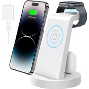 3 in 1 Charging Station for iPhone, Wireless Charger for iPhone 15 14 13 12 11 X Pro Max & for Apple Watch & AirPods
