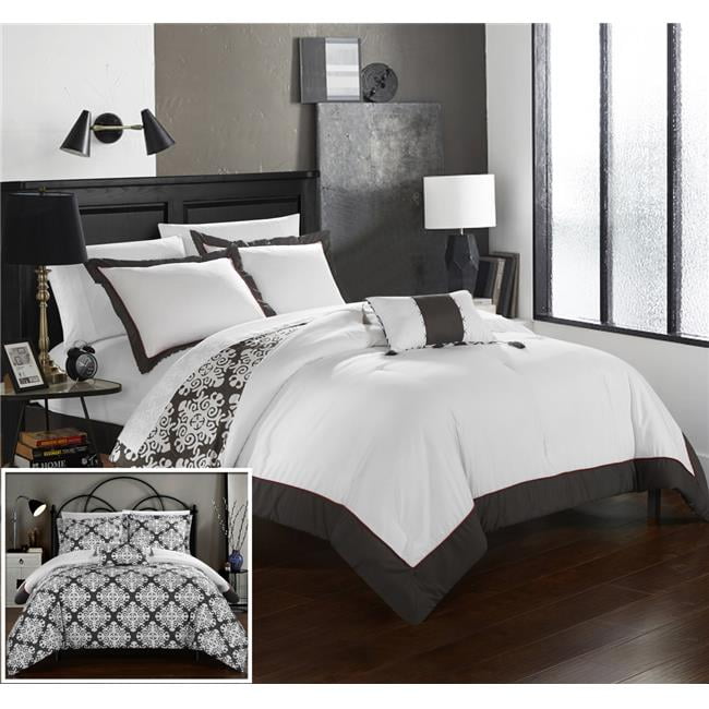 Chic Home Ds2056 Us 4 Piece Floyd Grey White Reversible Medallion Chic Home Ds2056 Us 4 Piece Floyd Grey White Reversible Medallion Printed Plush Hotel Collection King Duvet Cover Set