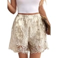 thumbnail image 2 of Women's Satin Lace High Waist Embroidered Shorts for Casual Summer Color S, 2 of 9