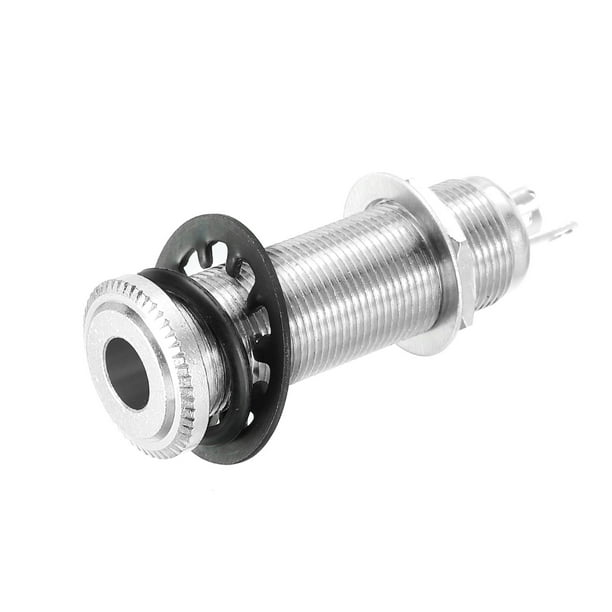 Jack de barril estéreo mono de 1/4" para guitarra y bajo, conectores de cilindro plateados para guitarra eléctrica y bajo