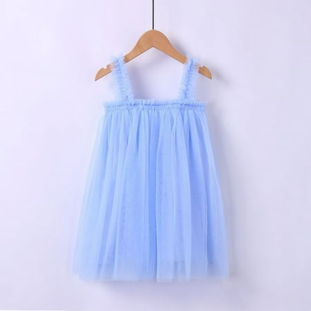 

Toddler Baby Kids Girls Solid Summer Sleeveless Beach Tutu Dress Casual Layered Tulle Dresses Princess Birthday Party Beach Dresses 1-6Y
