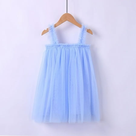 

Toddler Baby Kids Girls Solid Summer Sleeveless Beach Tutu Dress Casual Layered Tulle Dresses Princess Birthday Party Beach Dresses 1-6Y