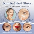 thumbnail image 6 of MIRRORVANA Small 15X Magnifying Tabletop Mirror for Makeup - Double Sided 15x and 1x Portable Make Up Mirror for Desk, Dressing Table and Retail Store - 6" Wide & 6.7" Tall (Chrome), 6 of 7
