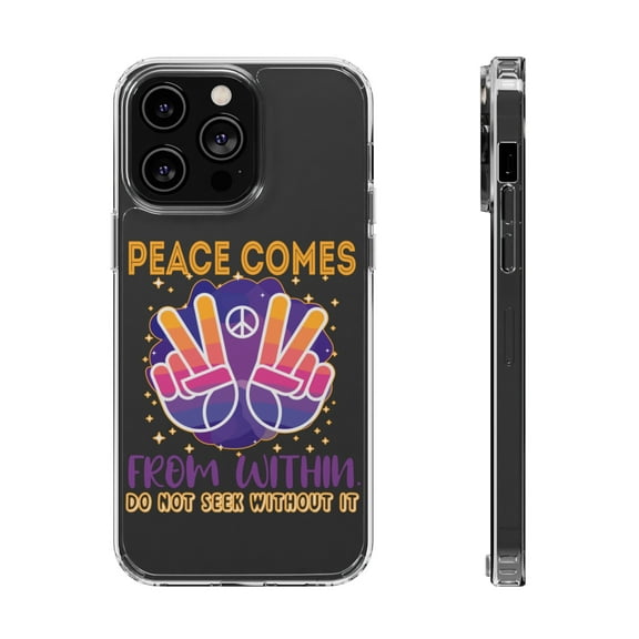 DistinctInk Clear Case for Apple iPhone 15 PRO (6.1" Screen) - Peace Comes From Within