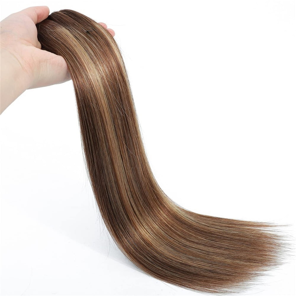 Clip In Hair Extensions Remy Human Hair 16-26 Inch #P4/27 Medium Brown Mixed Dark Blonde Clip In Silk Stright Remy Hair Extensions 120g 8Pcs