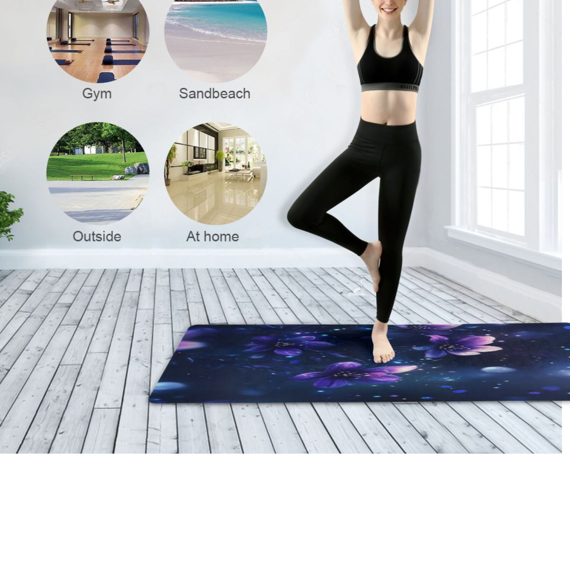 BZSMCE Yoga Mat Women Fitness Mat Starry Blossom Pattern