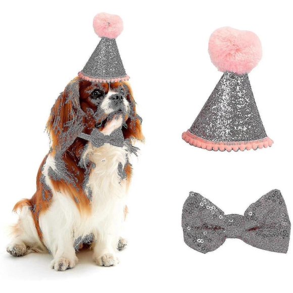 Pet Birthday Hat, Kitten Hat, Adjustable Pet Hat With Pom Pom Topper