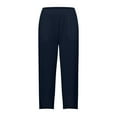 thumbnail image 3 of felwors Women's Capri Pants Casual Summer Cotton Cropped Lounge Pants Trousers Dark Blue, M, 3 of 5