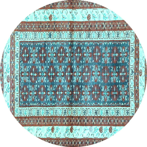 Ahgly Company Indoor Round Persian Light Blue Traditional Area Rugs, 6' Round