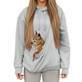 thumbnail image 3 of HXWCHs Women's Custom Cat Mom Hoodie, Winter Kangaroo Pocket Pet Carrier Sweatshirt, Personalizable Light Gray XXXL, 3 of 6