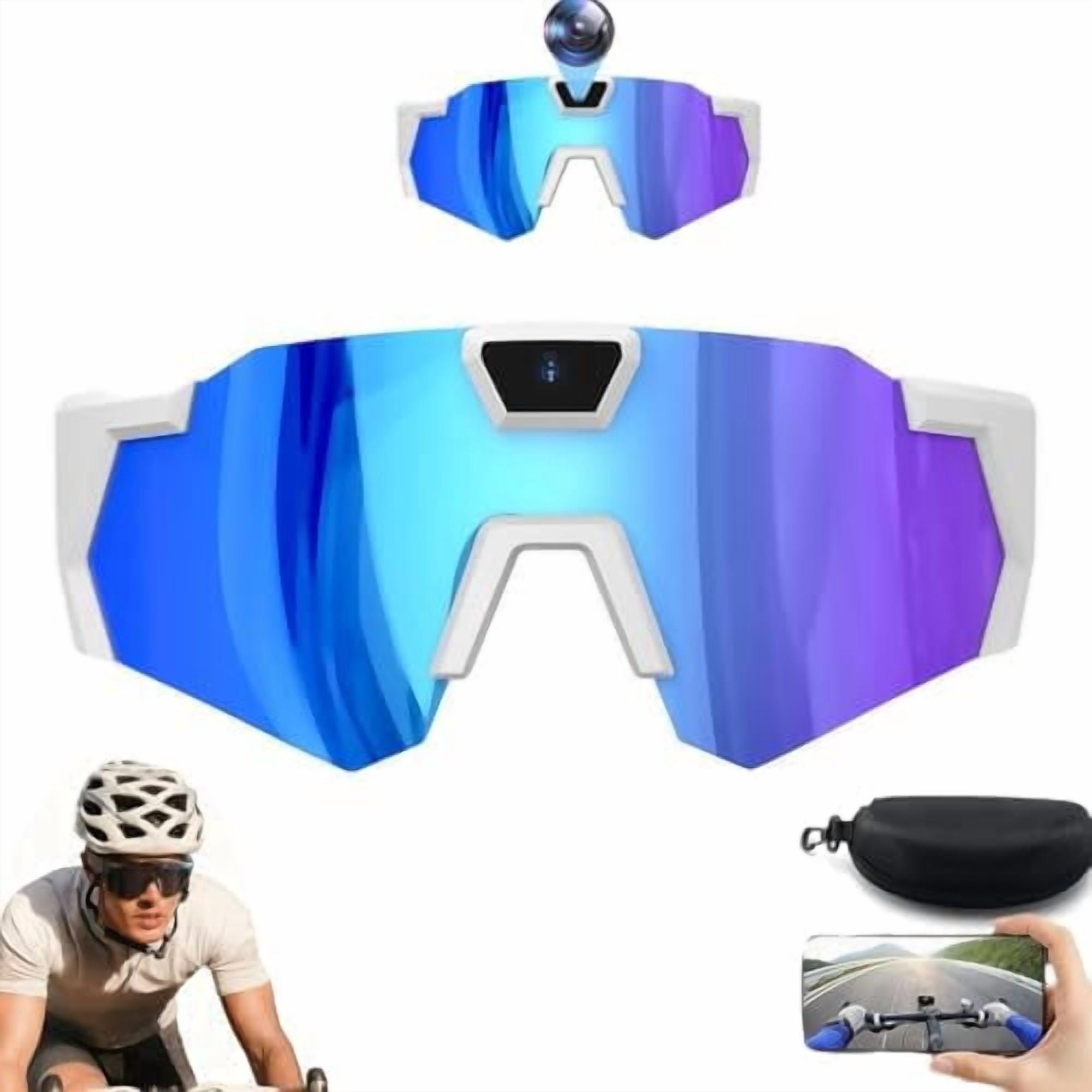 4K HD Video Camera Baseball Glasses with Camera Sports Glasses Recording Action Cameras Sunglasses 2026 Upgrade Smart Video Recording Glasses for Action Sports (Black B)