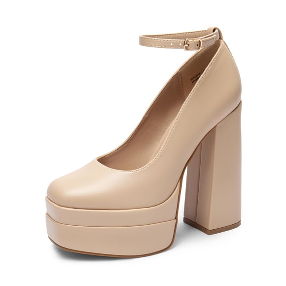 Zapatos de Plataforma para Mujer DREAM PAIRS Tacones Anchos de 14 cm Nude
