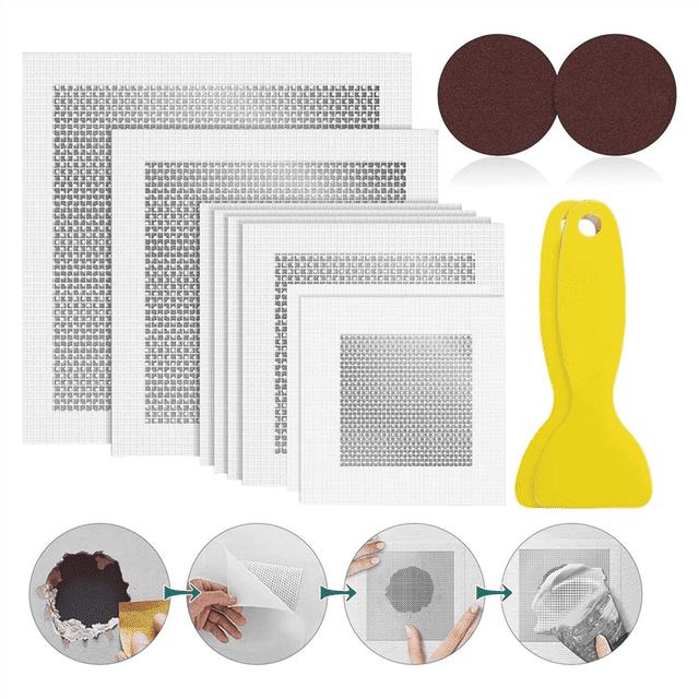 8 PCS 2/4/6/8 Inch Aluminum Fiber Mesh Spackle Drywall Reapair Patch Kit,Quick and Easy to Fix Wall Hole