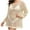 Beige, variant on Tqyyweavej Bathing Suits Crochet Coverup for Women Long Sleeve Crew Neck Swim Cover Up Solid Color Casual Swimsuit Cover Up S-L
