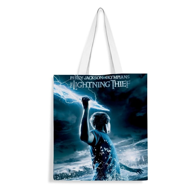 Percy Jackson Bolso de tela con estampado de lienzo para mujer, bolsa de compras reutilizable y estética, con cremallera interior, regalo para mujer,38*45cm.