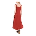 thumbnail image 2 of VINCE CAMUTO Womens Orange Gathered Pullover Side Slits Sleeveless V Neck Maxi Shift Dress XS, 2 of 3