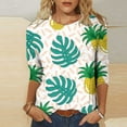 thumbnail image 2 of IROINID en Solde Polyester T-shirt à Manches Longues pour Femmes Confortable Imprimé T-shirt Ample Blouse Col Rond Hauts, Blanc, 2 of 5