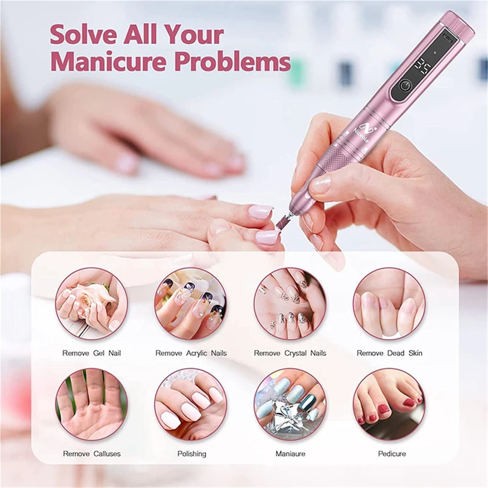 35000RPM Nail Drill Machine Professional Rechargeable Cordless Nail Sander Portable Electric Nail File Manicure Cutter Nail Art