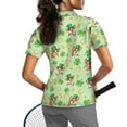 thumbnail image 2 of COEQINE Women V Neck Golf Shirts 1/4 Zip Moisture Wicking Golf Tops Corgi Hat Shamrock and Gold Coin Print Short Sleeve Polo Shirts Workout Tennis Activewear for St. Patrick's Day, 2XL, 2 of 7