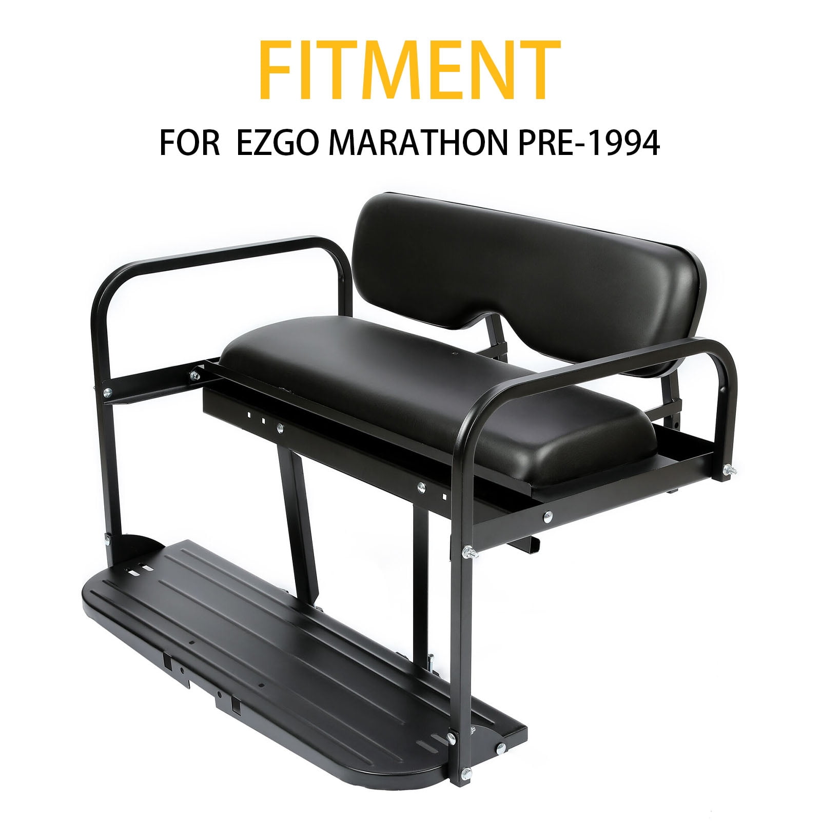 Kojem Rear Seat for Pre-1994 EZGO Marathon Golf Cart Flip Folding Rear Seat Back Kit Black