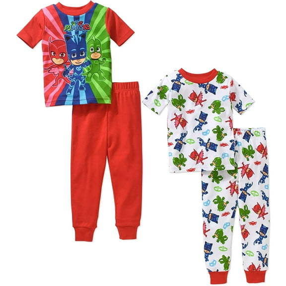 PJ Masks 4 PC Short Sleeve Tight Fit Cotton Pajama Set Boy Size 5T
