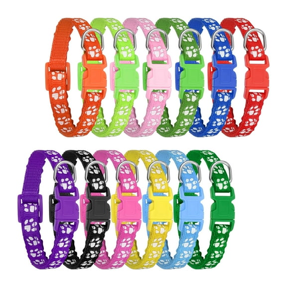 12 Pack Puppy Collars,Nylon Puppy Whelping Collars,Adjustable Litter Collars for Dogs,Cats(12 pcs)