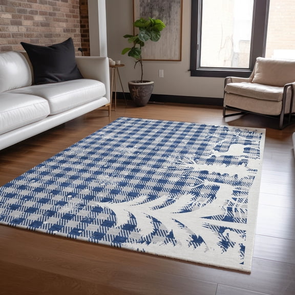 Addison Rugs Chantille Indoor/Outdoor Transitional Holiday Blue Machine Washable Rectangle Rug, 10' x 14'
