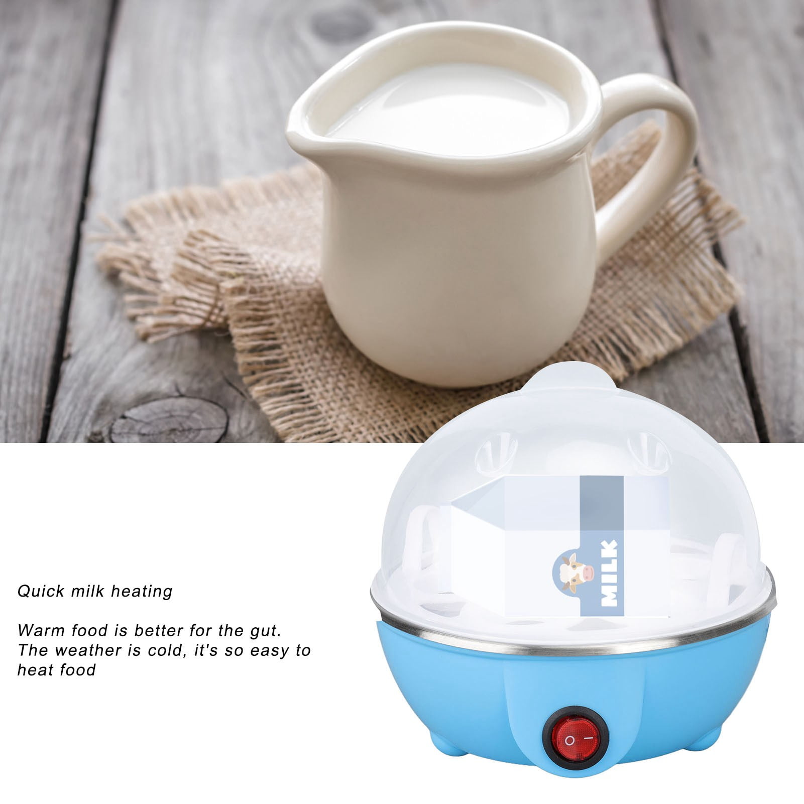 Egg cooker, egg cookware, up to 7 large boiled eggs, anti-drying, automatic power-off, egg heating plate, egg cookware PP, stainless steel material