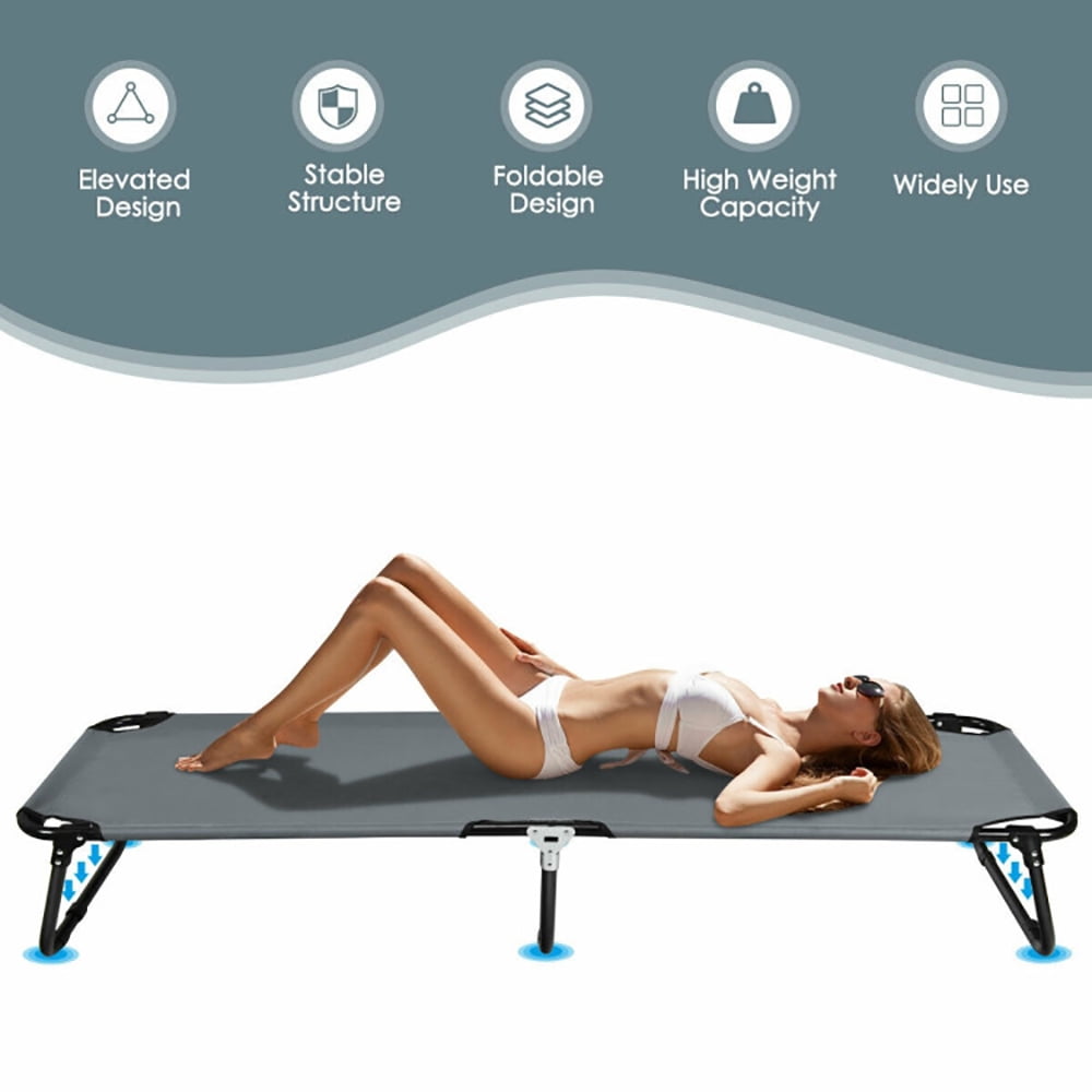 Aimee Lii Outdoor Folding Camping Bed for Sleeping Hiking Travel, Camping Cots for Adults, Gray
