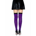 thumbnail image 2 of Leg Avenue Womens Striped Thigh High Stockings, Black/Purple, One Size, 2 of 5