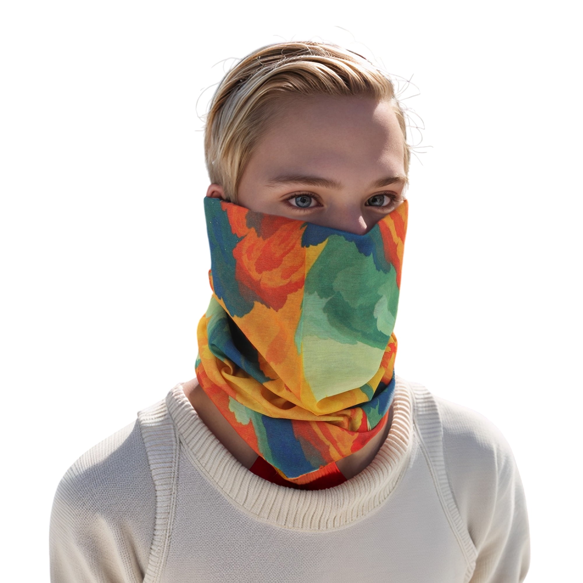 Unique Bargains Cloud Pattern Face Scarf Mask Orange 1 Pc