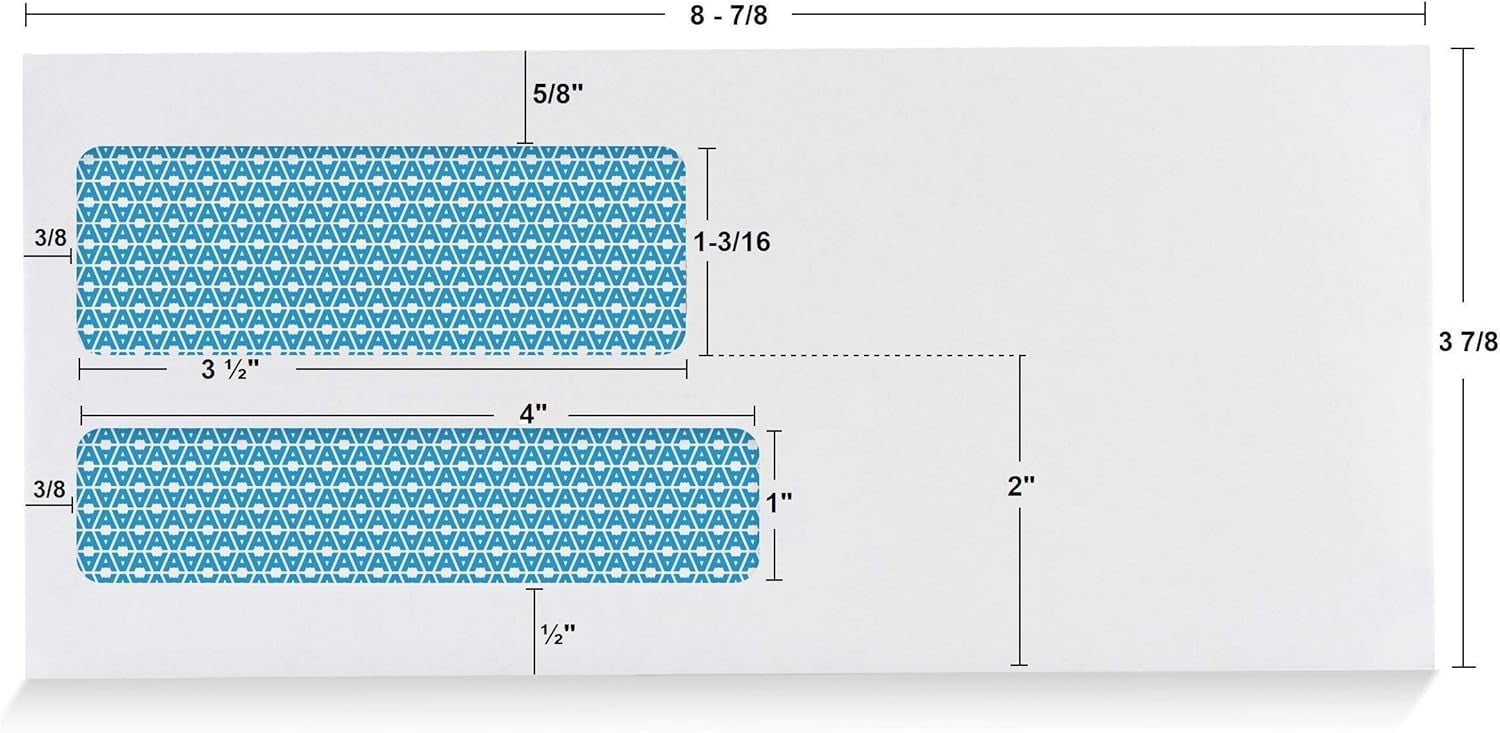 Aimoh Flip and Seal #9 Security Business Envelopes, Double Window Mailing Envelopes, White, 3-7/8" x 8-7/8", 1000 Count