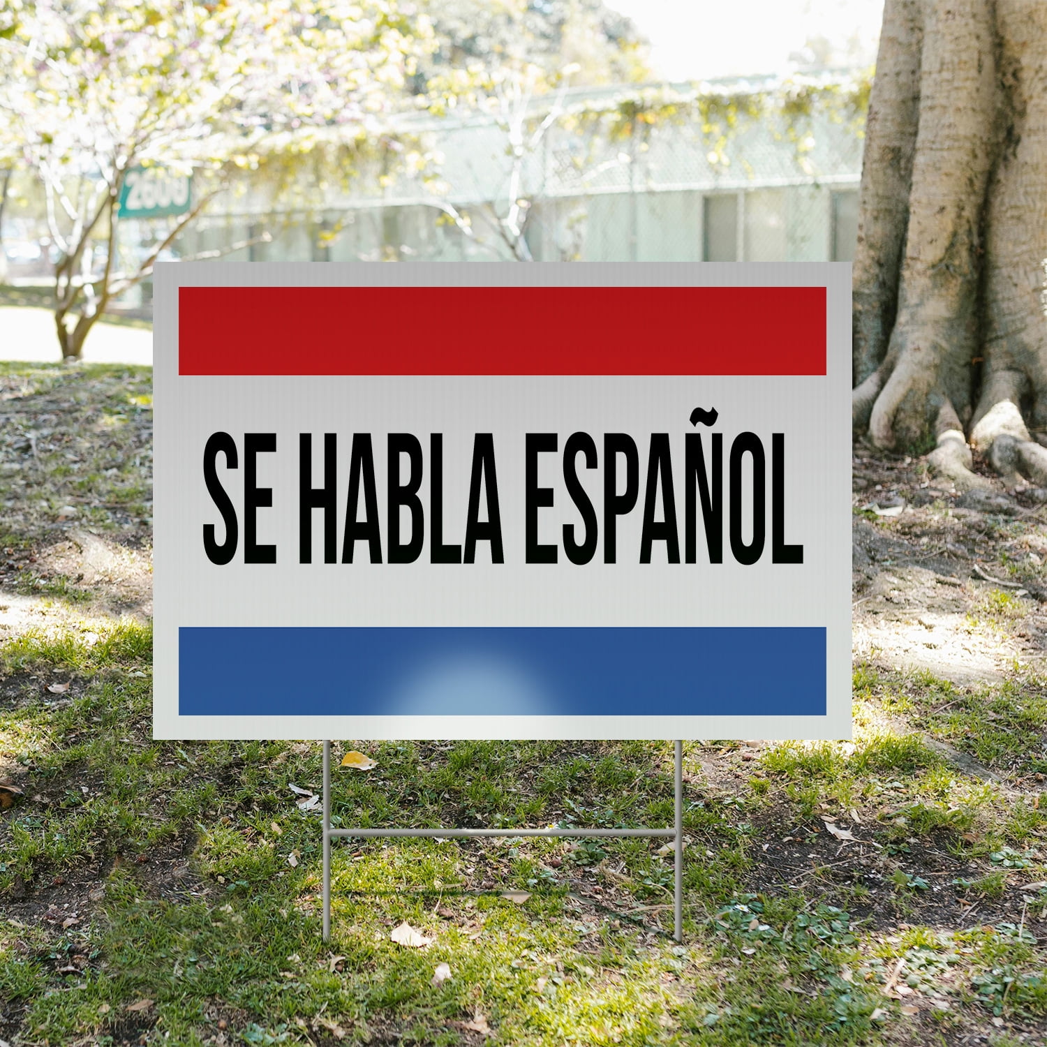 Se Habla Español Yard Sign 2 Pack of 12 Inch x 16 Inch Single Sided Weatherproof Heavy-Duty Plastic with Stake | Spanish Language Assistance, Professional Signage, Clear Display | Made