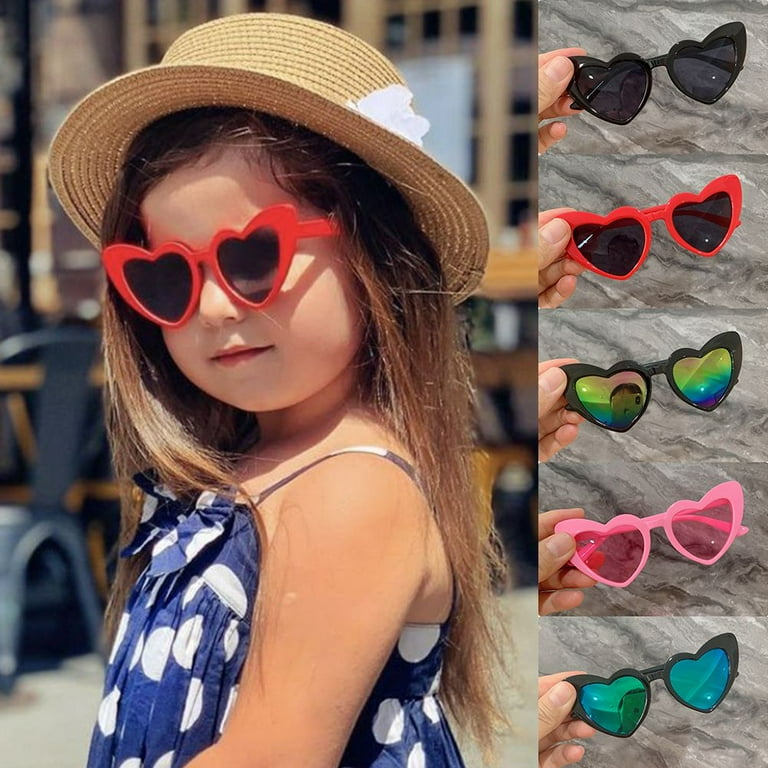 Cute UV400 Protection Eyewear Fashion Love Heart Glasses Heart Shaped Sunglasses Kids Sunglasses Children Sun Glasses BLACK Walmart