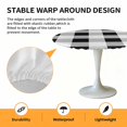 thumbnail image 2 of Elastic Fitted Round Tablecloth, Black White Plaid Waterproof Stretch Table Cover for 55"-60" Tables, Spring Farmhouse Buffalo Checkered Washable Outdoor Tablecloths for Patio, Picnic, Camping, 2 of 9
