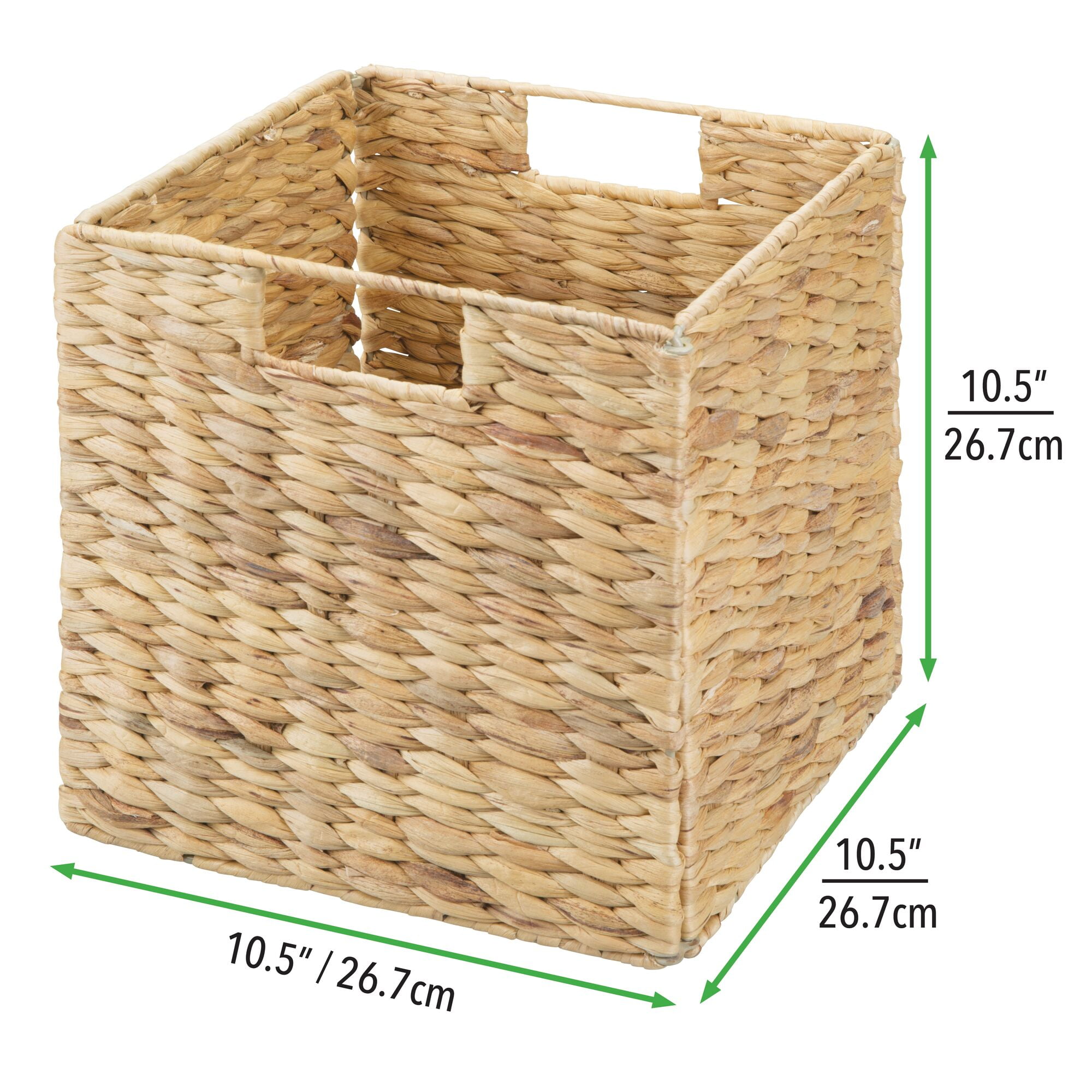 mDesign Woven Hyacinth Kitchen Storage Organizer Basket Bin, 2 Pack, Natural/Tan