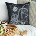 thumbnail image 5 of Euro Sham, Decorative Black Euro Pillowcases 26x26 inch (65x65 cm), Silk Euro Pillow Cases, Birds, Owl, Beaded, Modern Euro Pillow Shams - Night Owls, 5 of 13