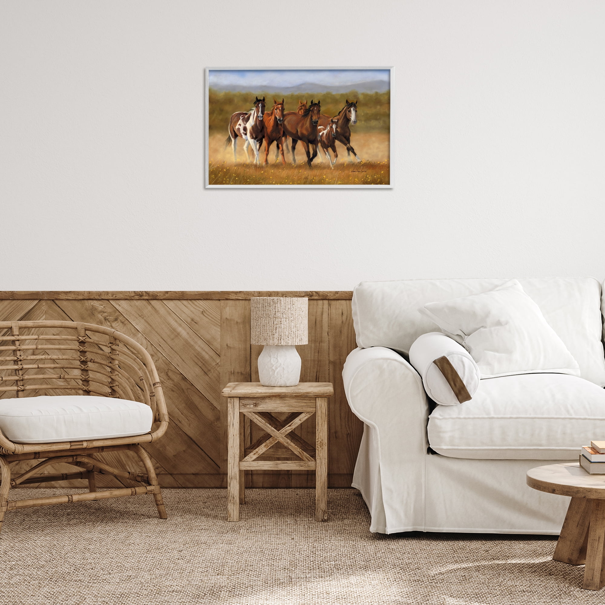Stupell Industries Foal's First Run Animals & Insects Painting White Framed Art Print Wall Art, 24 x 16